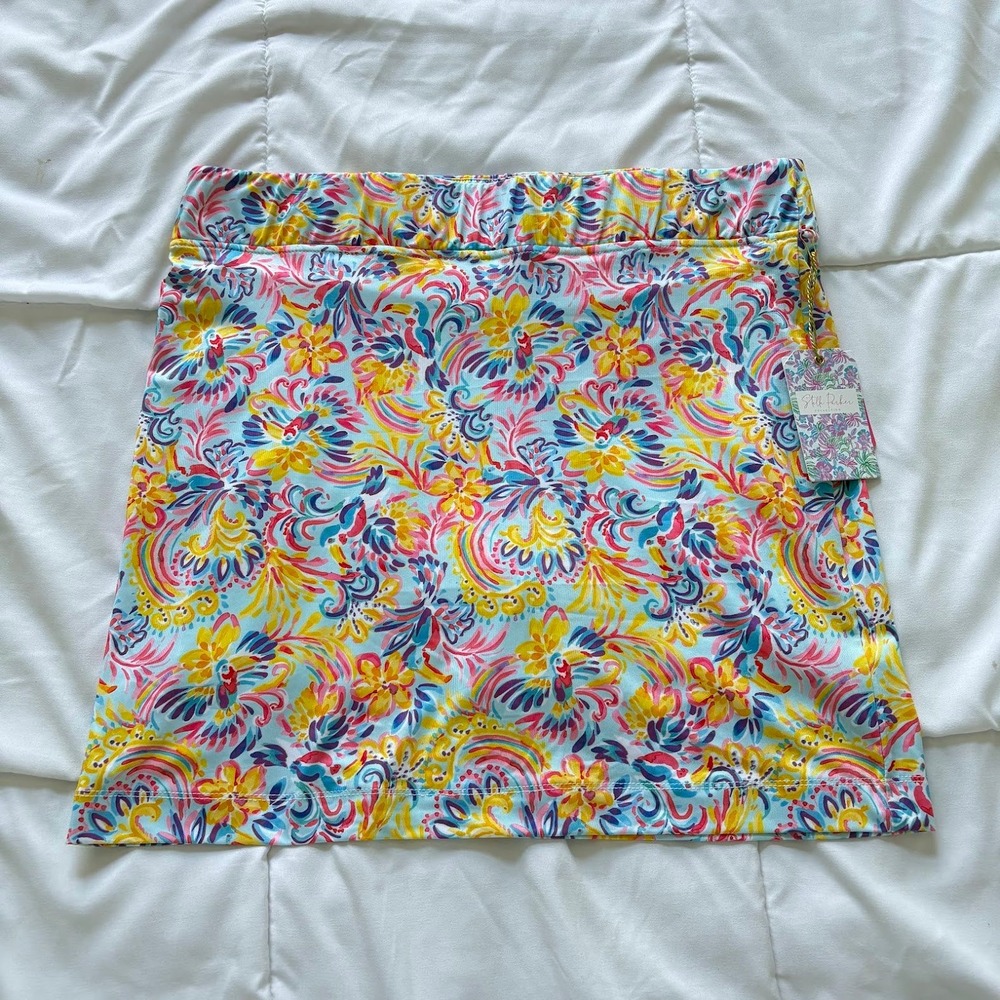 NWT Stella Parker UPF 50 Skort Skirt Blue Floral Paisley Medium Tennos Golf